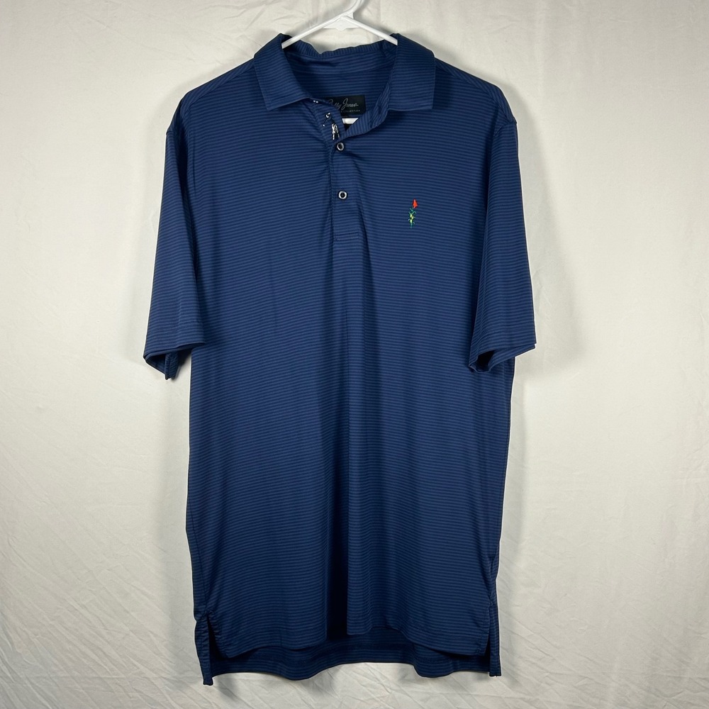Bobby Jones Polo Shirt Mens Medium Blue Striped Performance Short Sleeve Golf